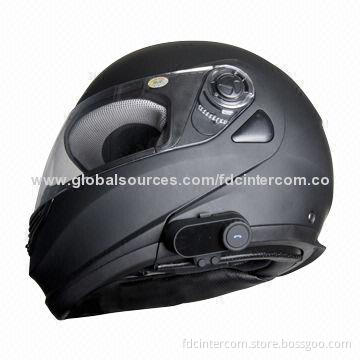 Black Bluetooth Intercom for Open-face Helmet, Supports Voice Dialing